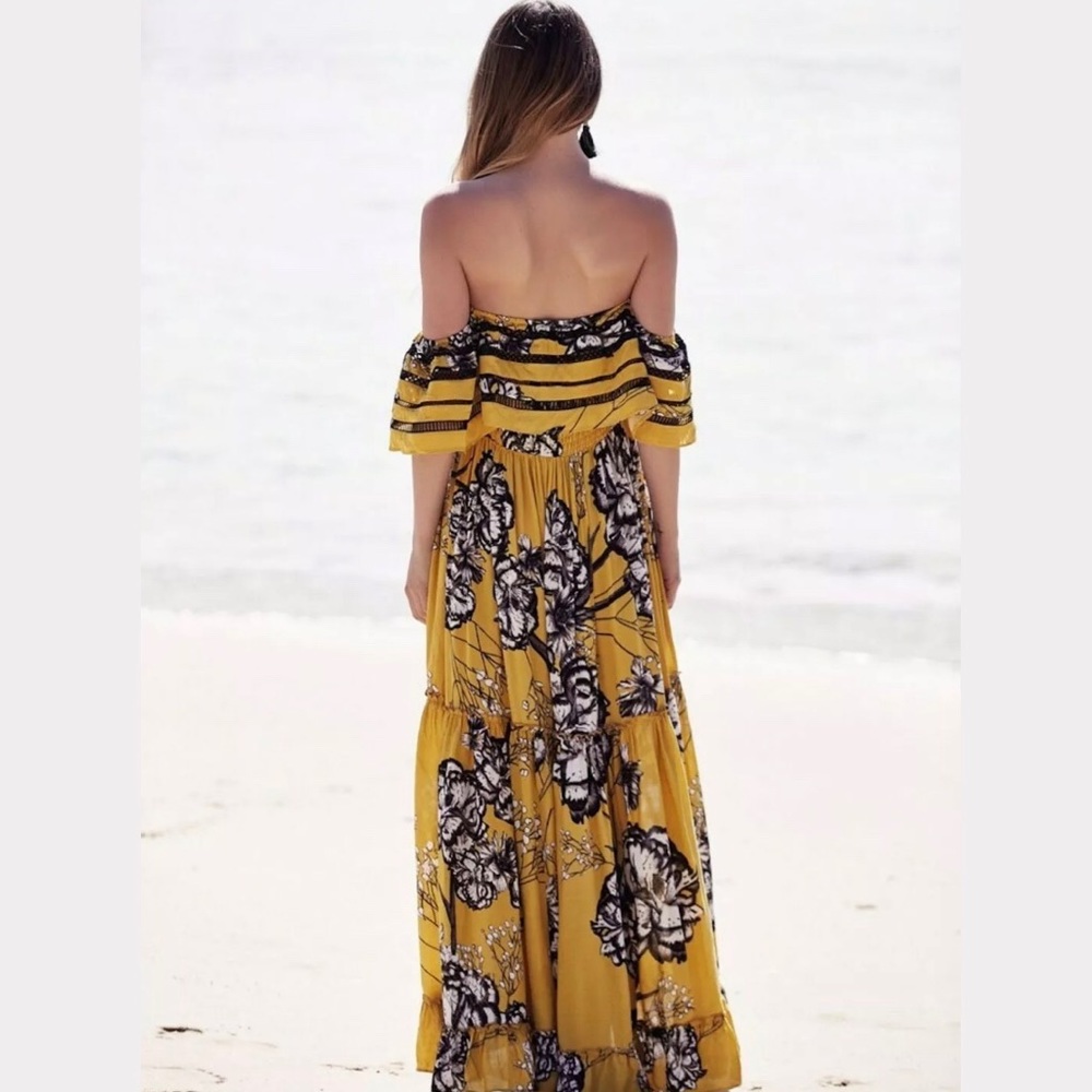 Floral Off-Shoulder Yellow Dress